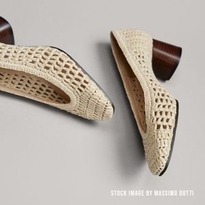 New Massimo Dutti Woven Raffia Heels US 6.5